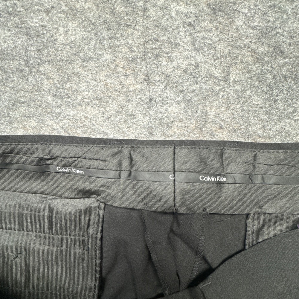 Calvin Klein Mens Black Slim Fit Dress Pants 40x30 Flat Front Stretch 1882280 - Picture 7 of 10